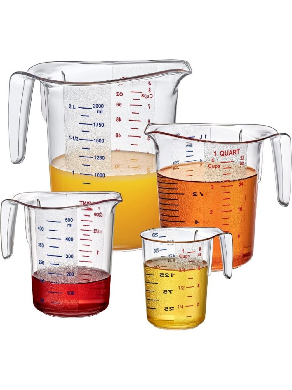4-Piece Plastic Measuring Cups Set - Food-Grade, Unbreakable, Stackable